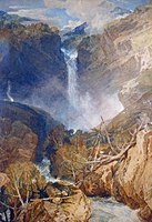 Quadre de Turner de 1804 de les cascades de Reichenbach. L'original es troba a la col·lecció de Cecil Higgins Art Gallery & Bedford Museum.