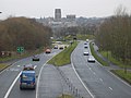 The A690 enters Durham