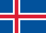 Þjóðfáni Íslands. Hlutföll 25:18.