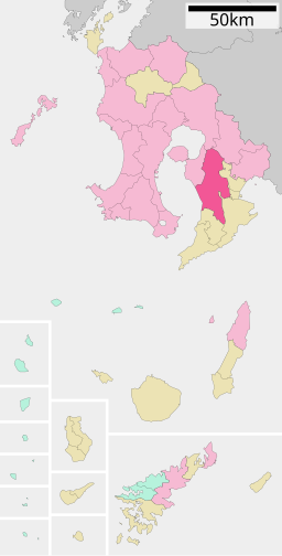 Kanoyas läge i Kagoshima prefektur