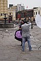 Recreación de una tapada frente a la Basílica de San Francisco