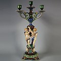 Minton Candelabra, 1860, coloured, mottled, and plain glazes, Revivalist style