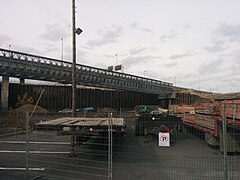 Modern temporary bridge made of Bailey bridge truss panels in Montreal Québec