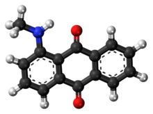 Ball-and-stick model of the disperse Red 9 molecule