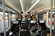 View of the first class interior of Stadler FLIRT3 "Traverso"
