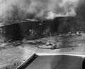 Planes burning on Ford Island during Pearl Harbor attack