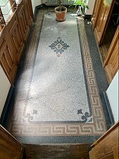 Neoclassical meander on a floor in the Central Girls' School (Strada Icoanei no. 3-5), Bucharest, Romania, by Ion Mincu, 1890[12]