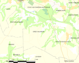 Mapa obce Crécy-au-Mont