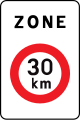 F4a: Begin van een zone met een snelheidsbeperking van 30 km per uur.