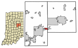 Location in Madison and Delaware counties, Indiana