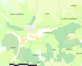 Mapa obce Vicdessos