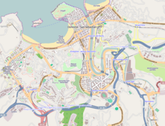 Mapa konturowa San Sebastián, blisko centrum u góry znajduje się punkt z opisem „Katedra Dobrego Pasterza w&nbsp;San&nbsp;Sebastián”