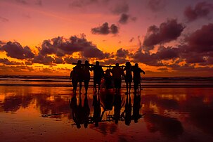 Pêcheurs indiens de retour du travail sur une plage du Kerala. (définition réelle 3 852 × 2 568)