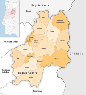 Karte der Subregion Beiras e Serra da Estrela