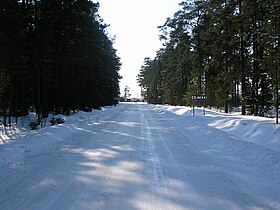 Въезд в город зимой