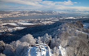 View from the top of the observation tower at Uetliberg.