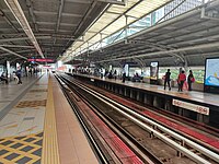 The platform level of the Ampang Line and Sri Petaling Line's Masjid Jamek station.