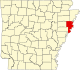 Map of Arkansas highlighting Crittenden County