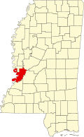 Map of Mississippi highlighting Warren County