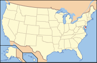 デラウェア州の位置を示したアメリカ合衆国の地図