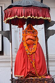 L'idolo Hanuman nel palazzo Hanuman Dhoka, Kathmandu piazza Durbar