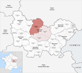 Location within the region Bourgogne-Franche-Comté