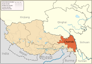 Localizzazione della prefettura di Qamdo nella Regione Autonoma del Tibet