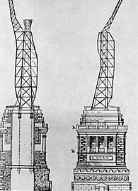 1885-ci il planlamasında heykəlin armatur kostruksiya planı.