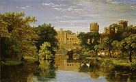 Jasper Francis CropseyAmerican, 1823 - 1900Warwick Castle, England1857oil on canvasoverall: 81.1 x 132.3 cm (31 15/16 x 52 1/16 in.)framed: 109.2 x 160.7 x 10.2 cm (43 x 63 1/4 x 4 in.)Gift of Mr. and Mrs. Norman Hirschl, in Honor of the 50th Anniversary of the National Gallery of Art1991.142.1