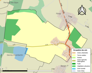 Carte en couleurs présentant l'occupation des sols.