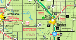 KDOT map of Harvey County (legend)