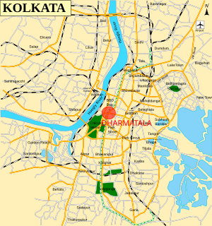 Location of Dharmatala in Kolkata