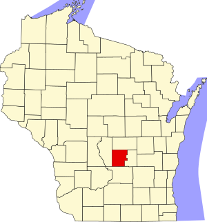 نقشهٔ ویسکانسین که Marquette County در آن مشخص شده است