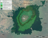 Distribució en alçada dels Boscos de muntanya del Mont Kenya des de l'espai