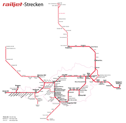 Railjet-Strecken