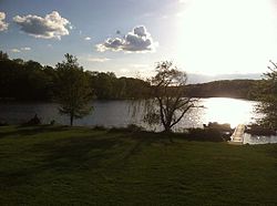 White Meadow Lake at sunset, taken From clubhouse deck