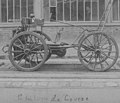 1891 - D'Arsonval: "We decided, one fine day in 1891, Levassor and I, with the workshop foreman MAYADE, to place this engine on a mobile chariot [...]". [85]