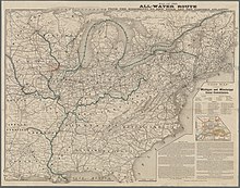 Map of the all-water route from the Mississippi to New York and the eastern Atlantic, 1885