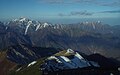 東方の鹿島槍ヶ岳から望む立山連峰の剱岳と毛勝三山