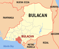 Map of Bulacan with Bulakan highlighted