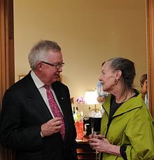 McCoy speaks with former prime minister Joe Clark, March 2010.