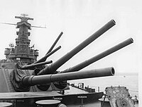 16"/45-caliber guns aboard the battleship USS South Dakota (BB-57)