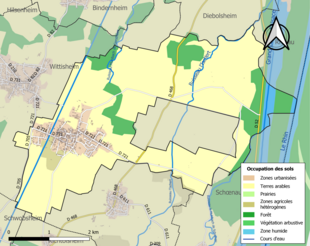 Carte en couleurs présentant l'occupation des sols.