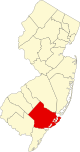 State map highlighting Atlantic County