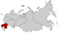 Map Russia highlighting the Southern Federal districts.