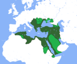 Bizantziar Inperioa bere goren aroan Justiniano I.aren garaian, 550. urtean (ezkerreko mapa). Otomandarren konkistak hark utzitako hutsunea bete zuen hein handi batean (eskuineko mapa).[15]