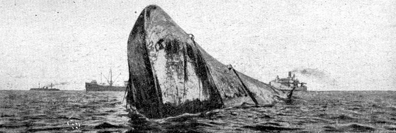 File:HMS Majestic capsized hull.jpg