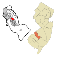 Map of Echelon CDP in Camden County. Right: Location of Camden County in New Jersey.