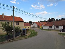 Center of Biskupice, view from bridge, Třebíč District.JPG