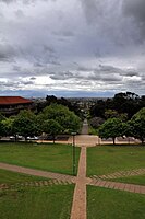 The Japonica Walk, a footpath connecting the Upper, Middle and Lower Campuses; it is lined with various flora, including japonica flowers and oak trees.